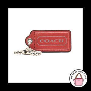2" Medium COACH Pink & Silver Leather Nickel Key Fob Bag Charm Keychain Hang Tag